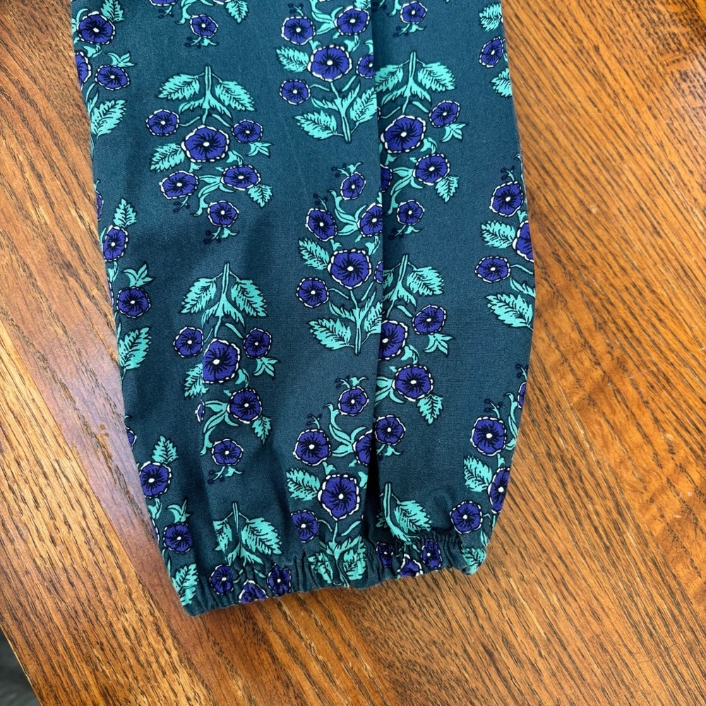 J. Crew Long-Sleeve Ruffleneck Poplin Blouse Teal & Purple Floral Print W Small - Picture 10 of 10